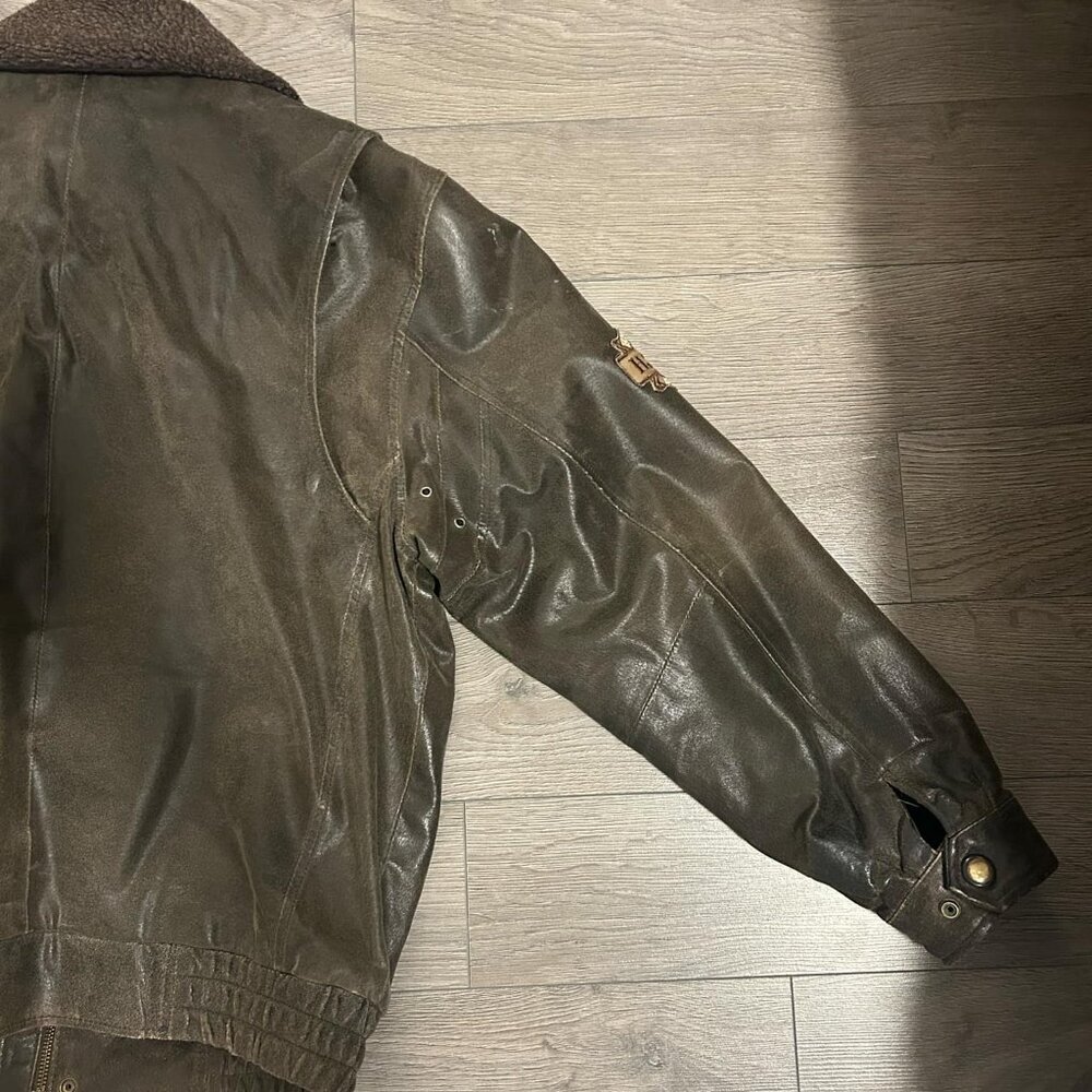 M - Vintage Hi-Buxter Commando Leather Bomber Jacket - by LeMercier - Picture 9 of 10